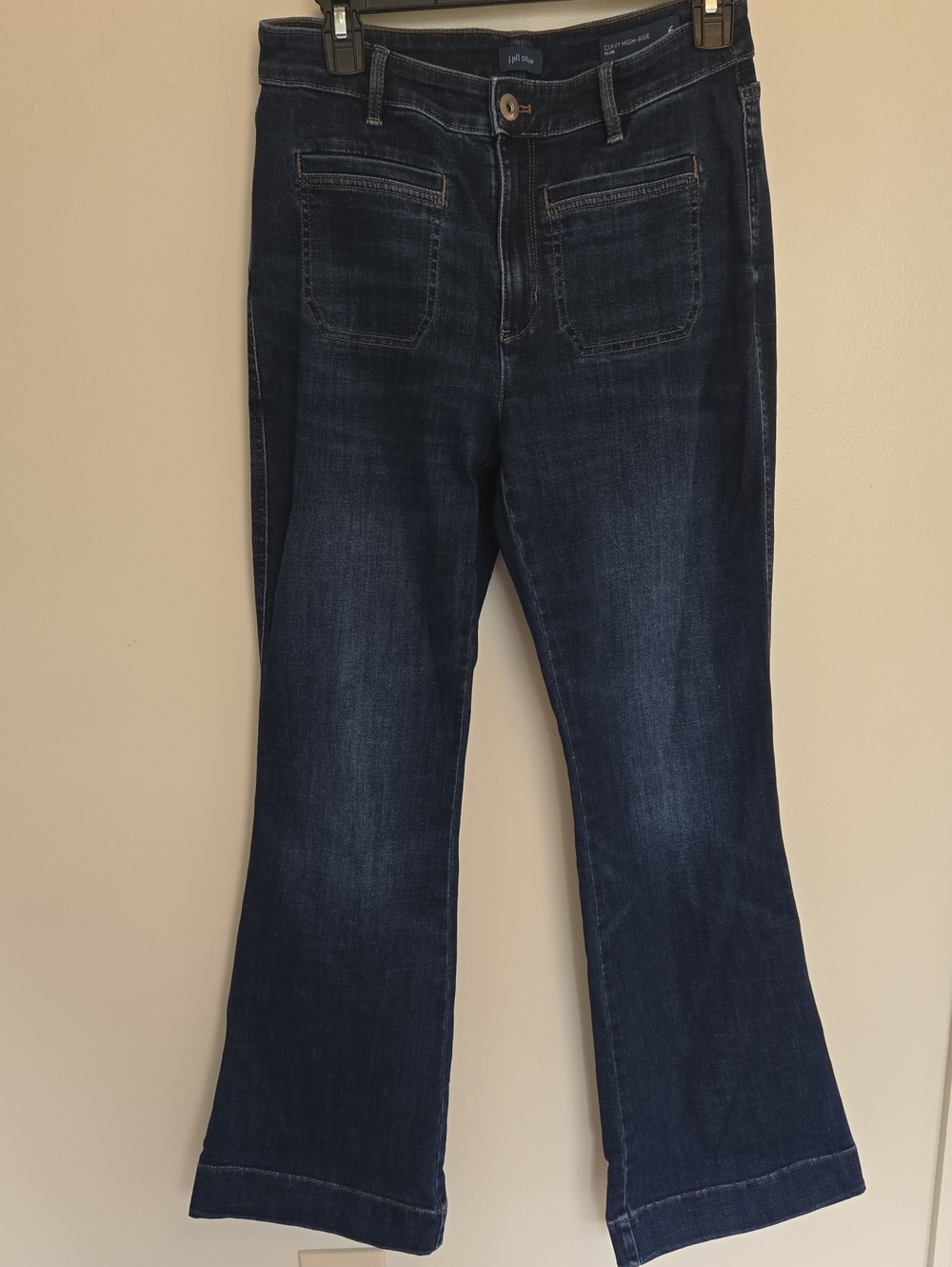J. Jill Denim Curvy High Raise Flare Jeans Sz 6 Dark Wash Casual Festival Fall